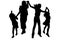Silhouette With Clipping Path Friends Jumping