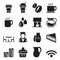 Silhouette Coffee shop icons Set