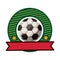 Silhouette color emblem with soccer ball and ribbon