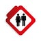 Silhouette color road sign with pictogram man and woman