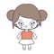 Silhouette color sections and light brown hair of kawaii cute little girl with collected hair