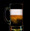 Silhouette of colorful beer glass on black