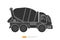 Silhouette concrete truck vehicle icon. Mixer truck side view flat design. Isolated heavy industry equipment machine. Construction