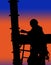 Silhouette of construction worker