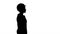 Silhouette Construction worker lady walking emotionless.