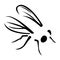 Silhouette, contour of the insect fly gadfly drawn in black isolated on a white background. Logo icon pest fly. Flat design