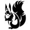 Silhouette, contour of a squirrel of black color on a white background is drawn by lines of different widths. Animal squirrel logo