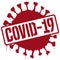 Silhouette of Coronavirus with Name of COVID-19 in Graffiti Style, Vector Illustration