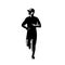 Silhouette of Country Marathon Runner Running Front View Retro Black and White