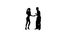 Silhouette couple dancers perform ballroom dance, white background, slow motion