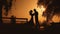 Silhouette of couple dancing in a country sunset