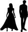 Silhouette of A Couple Man and Woman Wearing Party Clothes