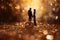 Silhouette of Couple with a Pair of Gold Rings on Luxury Glitter Background AI Generative