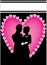 Silhouette of a couple in a pink heart