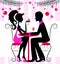 Silhouette of the couple, romantic New Year dinner