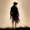 Silhouette of Cowboy on Dusty Plain, Made with Generative AI