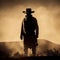 Silhouette of Cowboy on Dusty Plain, Made with Generative AI