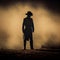 Silhouette of Cowboy on Dusty Plain, Made with Generative AI