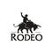 silhouette of cowboy rodeo riding bull logo icon detailed design Illustration in retro vintage style