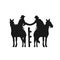 silhouette of cowboys riding a horse do a handshakevector