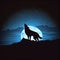 Silhouette of Coyote Howling at the Moon, Made with Generative AI