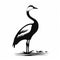 Silhouette Of Crane Bird On Water - Vector Illustration