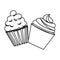 Silhouette cream cupcakes set icon food
