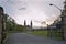 The silhouette of the cross and church bell tower in sunrise, Halton Hill, Ontario, Canada