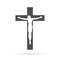 Silhouette of the crucifixion of Jesus Christ on a white background