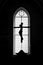 Silhouette of the crucifixion of Jesus, sacred symbol (black and white)