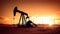 Silhouette of Crude Oil Pumpjack Rig on Desert, Industrial Machine for Petroleum Gas Production. created with Generative AI