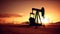 Silhouette of Crude Oil Pumpjack Rig on Desert, Industrial Machine for Petroleum Gas Production. created with Generative AI