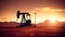 Silhouette of Crude Oil Pumpjack Rig on Desert, Industrial Machine for Petroleum Gas Production. created with Generative AI