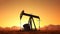 Silhouette of Crude Oil Pumpjack Rig on Desert, Industrial Machine for Petroleum Gas Production. created with Generative AI