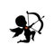Silhouette cupid shooting with his bow vector illustration on a white background