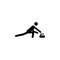 Silhouette Curling athlete icon. Winter sport games discipline. Black and white design vector illustration. Web pictogram