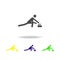 Silhouette Curling athlete isolated multicolored icon. Winter sport games discipline. Symbol, signs can be used for web, logo, mob