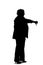 Silhouette of a Curvy Businesswoman with Thumbs Down