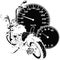 silhouette custom Motorcycle with speedometer vector illustration