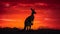 Silhouette of cute animal standing in twilight savannah generated by AI