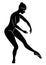 The silhouette of a cute lady, she is a dancing ballet circling fouette. The woman has a beautiful slim figure. Woman ballerina.