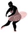 Silhouette of a cute lady, she is dancing ballet. The woman has an overweight body. Girl is plump. Woman ballerina, gymnast.