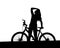 Silhouette of a cyclist with mountain bike