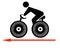 Silhouette of cyclist and red arrow