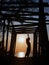 A silhouette dance poses woman at sunset and sea