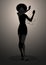 Silhouette of dancer and soul singer in the style of the sixties