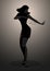 Silhouette of dancer and soul singer in the style of the sixties