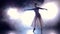 Silhouette of the dancing ballerina. Slowmotion. HD.