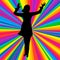 Silhouette dancing human, vector music battle party, disco ray