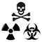 Silhouette Danger signs. Radiation signs. Hazard signs Hazard signs Poison signs illustrations